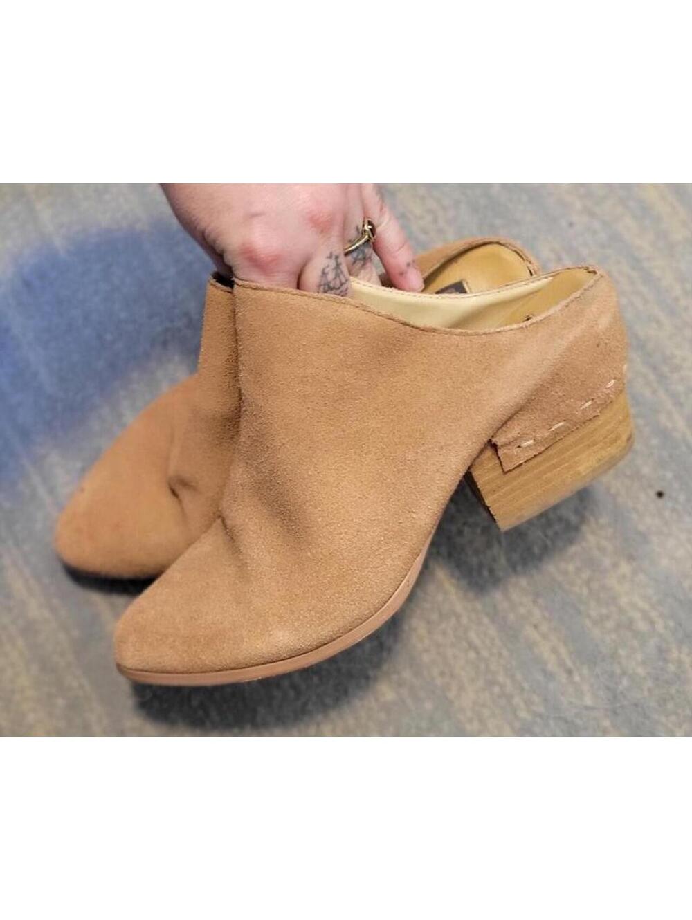 Women's Tan Suede Leather Upper Ankle Boots Size 9M